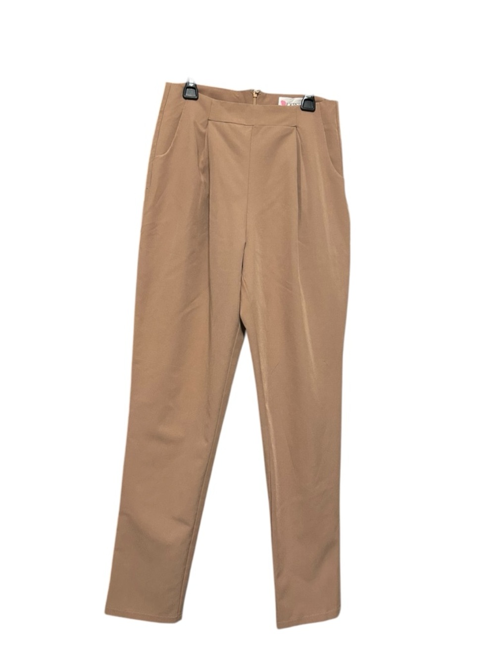L'ATISTE Women's Tan High-Waist Pleated Chinos